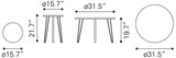 English Elm EE2662 MDF, Steel Modern Commercial Grade Accent Table Set Black, Gold MDF, Steel