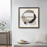 Auric Beam Modern/Contemporary Abstract Gold Foil Framed Embellished Canvas Black 28.45x28.45x2"