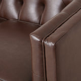 Ovando Contemporary Upholstered 3 Seater Sofa, Dark Brown and Espresso Noble House