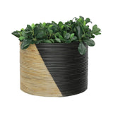 Sagebrook Home Contemporary Set of 3 -  2-tone Wicker Planters, Black 15638 Black Metal