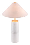 Zuo Modern Ciara Steel, Polyester, Marble Modern Commercial Grade Table Lamp Beige, White Steel, Polyester, Marble