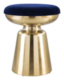 Zuo Modern Juniper 100% Polyester, MDF, Iron Glam Commercial Grade Side Stool Blue, Gold 100% Polyester, MDF, Iron