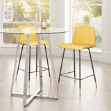 Zuo Modern Var 100% Polyester, Plywood, Steel Modern Commercial Grade Counter Stool Yellow, Black, Gold 100% Polyester, Plywood, Steel