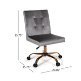 Centennial Glam Tufted Home Office Chair with Swivel Base, Smoke and Rose Gold Finish Noble House
