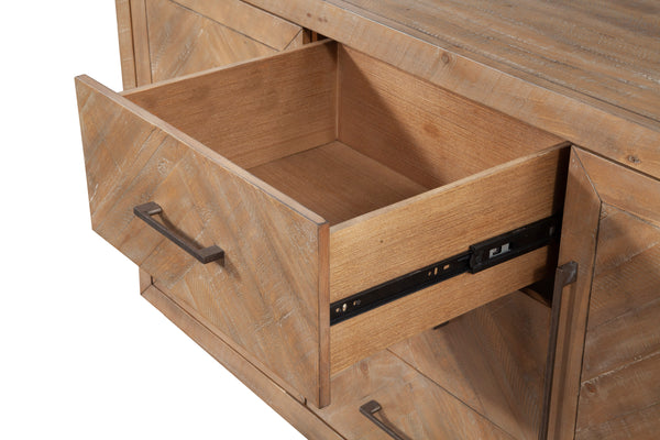 Alpine Furniture Aiden Sideboard 3348-06 Weathered Natural Solid Pine and Plywood 62 x 18 x 32