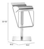 Zuo Modern Dazzer Stainless Steel Modern Commercial Grade Barstool Silver, Chrome Stainless Steel