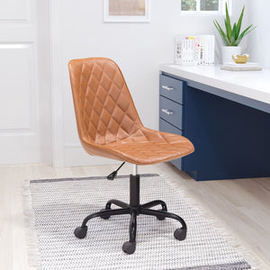 Zuo Modern Ceannaire 100% Polyurethane, Plywood, Steel Modern Commercial Grade Office Chair Tan, Black 100% Polyurethane, Plywood, Steel