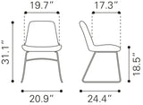 English Elm EE2867 100% Polyester, Plywood, Steel Modern Commercial Grade Dining Chair Set - Set of 2 Green, Black 100% Polyester, Plywood, Steel