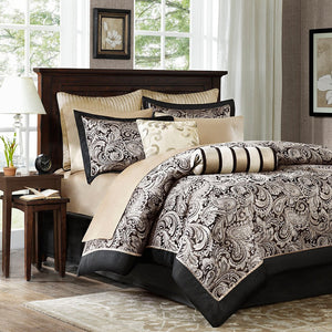 Madison Park Aubrey Traditional| 100% Polyester Jacquard 12Pcs Comforter Set W/ Piping MP10-335