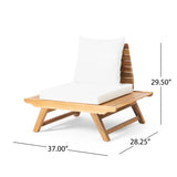 Sedona Outdoor Acacia Wood 6 Seater Chat Set with Side Table and Coffee Table, Teak and White Noble House