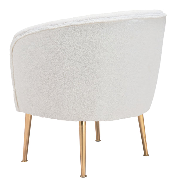 Zuo Modern Sherpa 100% Polyester, Plywood, Steel Modern Commercial Grade Accent Chair Beige, Gold 100% Polyester, Plywood, Steel