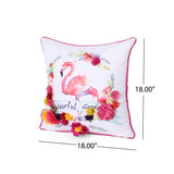 Noble House Norvelt Modern Throw Pillow, Flamingo on Multicolor Floral