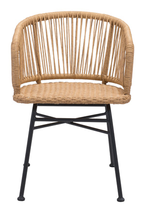 Zuo Modern Zaragoza Steel, Polyethylene Modern Commercial Grade Dining Chair Set - Set of 2 Natural, Black Steel, Polyethylene