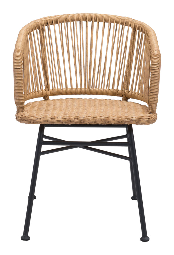 Zuo Modern Zaragoza Steel, Polyethylene Modern Commercial Grade Dining Chair Set - Set of 2 Natural, Black Steel, Polyethylene