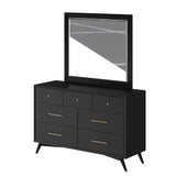 Alpine Furniture Flynn Mid Century Modern Mirror, Black 966BLK-06 Black Mahogany Solids & Okoume Veneer 42 x 1 x 37