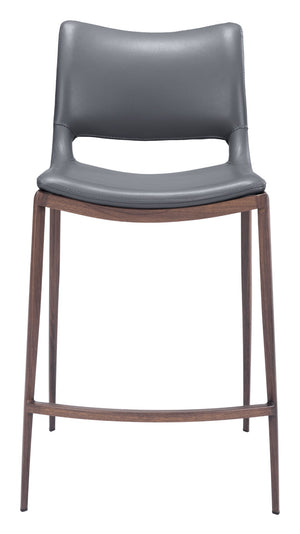 Zuo Modern Ace 100% Polyurethane, Plywood, Steel Modern Commercial Grade Counter Stool Set - Set of 2 Dark Gray, Walnut 100% Polyurethane, Plywood, Steel