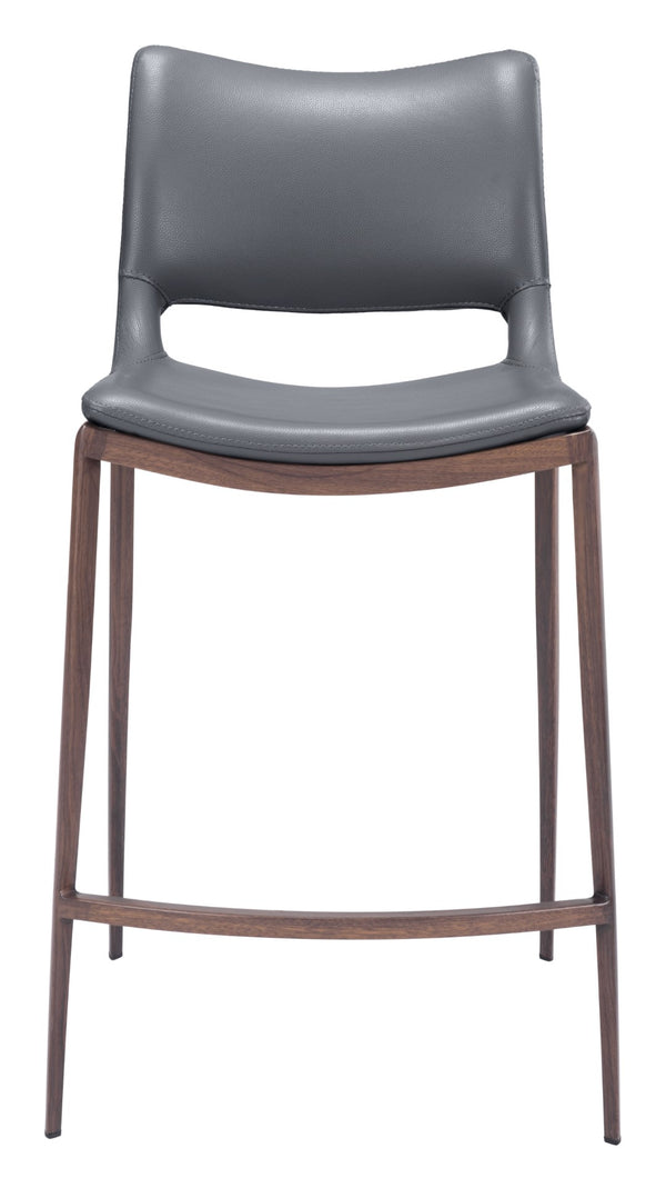 Zuo Modern Ace 100% Polyurethane, Plywood, Steel Modern Commercial Grade Counter Stool Set - Set of 2 Dark Gray, Walnut 100% Polyurethane, Plywood, Steel
