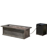 Anchorage 56" Gray Wood Rectangular  MGO Fire Table Grey - 50,000 BTU with Iron Tank Holder Noble House