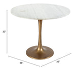 Zuo Modern Fullerton Marble, MDF, Steel, Aluminum Modern Commercial Grade Dining Table White, Gold Marble, MDF, Steel, Aluminum