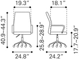 Zuo Modern Primero 100% Polyurethane, Plywood, Steel Modern Commercial Grade Office Chair White, Silver 100% Polyurethane, Plywood, Steel