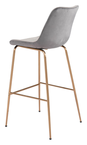 Zuo Modern Tony 100% Polyester, Plywood, Steel Modern Commercial Grade Barstool Gray, Gold 100% Polyester, Plywood, Steel
