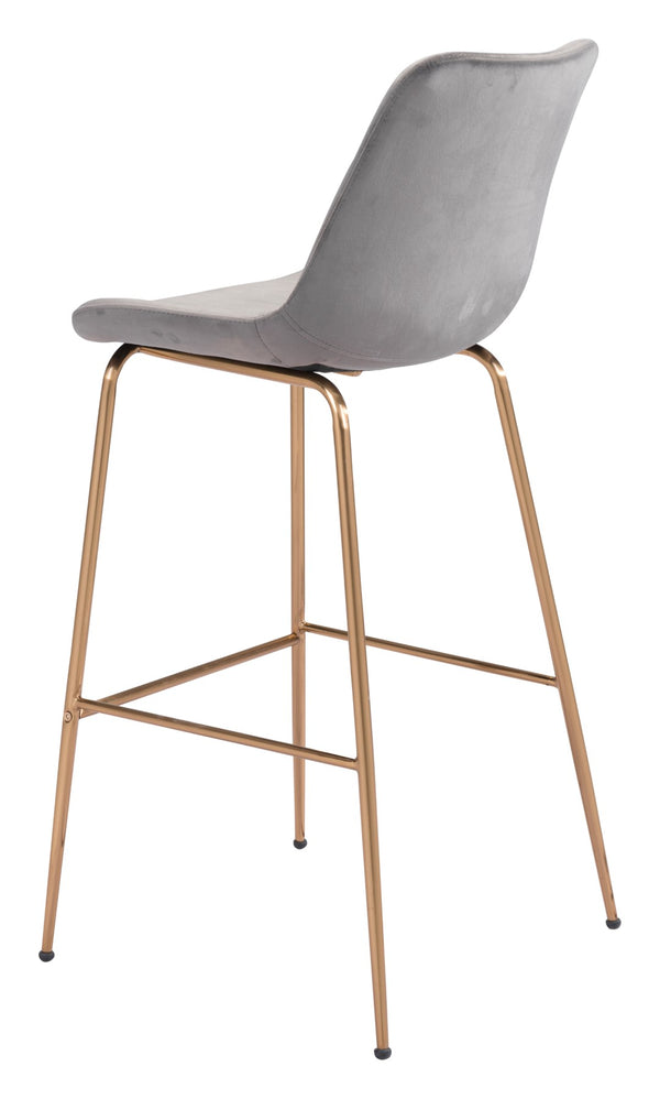 Zuo Modern Tony 100% Polyester, Plywood, Steel Modern Commercial Grade Barstool Gray, Gold 100% Polyester, Plywood, Steel