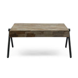 Noble House Gurley Handcrafted Modern Industrial Mango Wood Coffee Table, Gray and Black