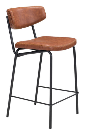 Zuo Modern Sharon 100% Polyurethane, Plywood, Steel Modern Commercial Grade Counter Stool Set - Set of 4 Vintage Brown, Black 100% Polyurethane, Plywood, Steel