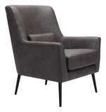 Zuo Modern Ontario 100% Polyester, Plywood, Steel Modern Commercial Grade Accent Chair Vintage Black, Black 100% Polyester, Plywood, Steel