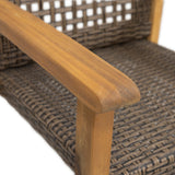 Hampton Outdoor Acacia Wood Dining Chair, Teak Finish and Mixed Mocha Noble House