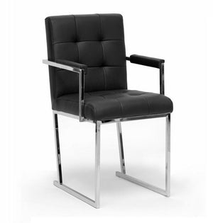 VIG Furniture Modrest Click Modern Black Leatherette Dining Arm Chair VGVCB808A-BLK