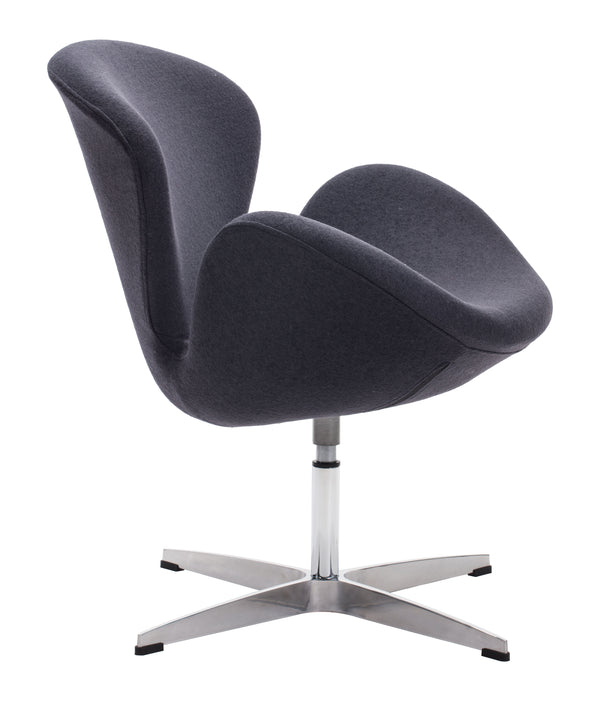 Zuo Modern Pori 100% Polyester, Steel Modern Commercial Grade Occasional Chair Gray, Silver 100% Polyester, Steel