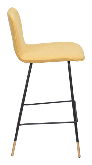 Zuo Modern Var 100% Polyester, Plywood, Steel Modern Commercial Grade Counter Stool Yellow, Black, Gold 100% Polyester, Plywood, Steel