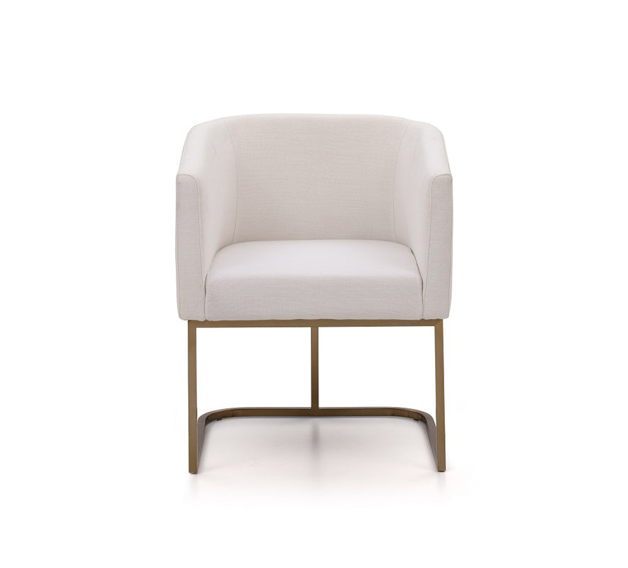 VIG Furniture Modrest Yukon Modern White Fabric and Antique Brass Dining Chair VGVCB8362-WHTBRS