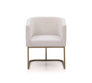 VIG Furniture Modrest Yukon Modern White Fabric and Antique Brass Dining Chair VGVCB8362-WHTBRS