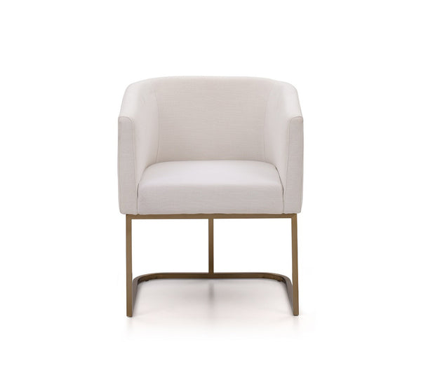 VIG Furniture Modrest Yukon Modern White Fabric and Antique Brass Dining Chair VGVCB8362-WHTBRS