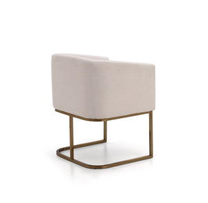 VIG Furniture Modrest Yukon Modern White Fabric and Antique Brass Dining Chair VGVCB8362-WHTBRS