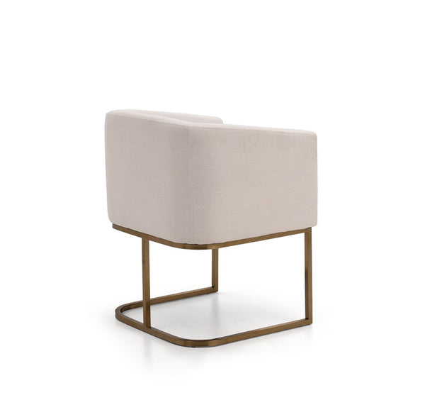 VIG Furniture Modrest Yukon Modern White Fabric and Antique Brass Dining Chair VGVCB8362-WHTBRS