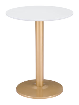 Zuo Modern Alto MDF, Steel Modern Commercial Grade Bistro Table White, Gold MDF, Steel