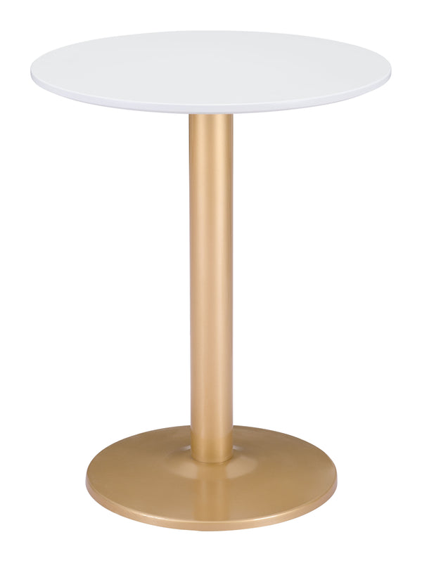 Zuo Modern Alto MDF, Steel Modern Commercial Grade Bistro Table White, Gold MDF, Steel