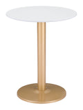 Zuo Modern Alto MDF, Steel Modern Commercial Grade Bistro Table White, Gold MDF, Steel