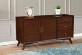 Alpine Furniture Flynn Sideboard, Walnut 966WAL-64 Walnut Mahogany Solids & Okoume Veneer 58 x 19 x 30