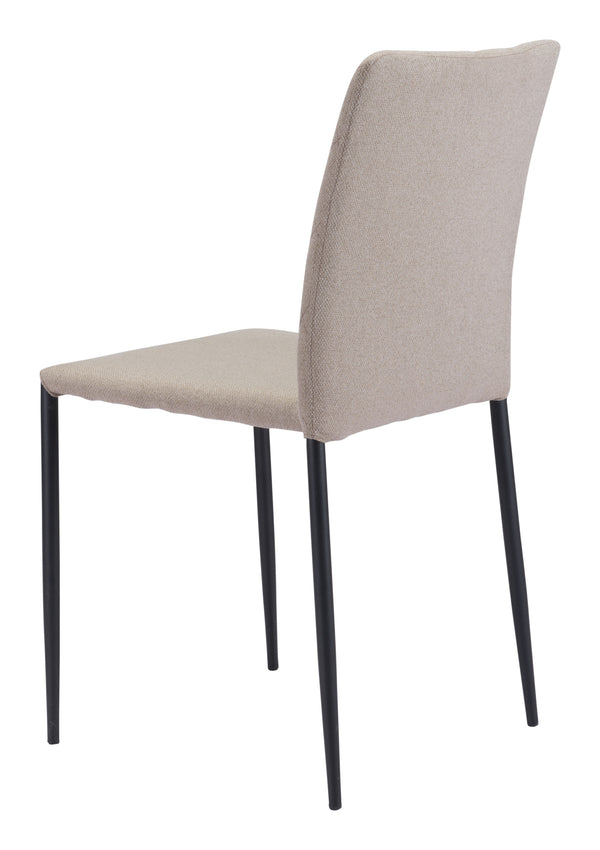 Zuo Modern Harve 100% Polyester, Plywood, Steel Modern Commercial Grade Dining Chair Set - Set of 2 Beige, Black 100% Polyester, Plywood, Steel