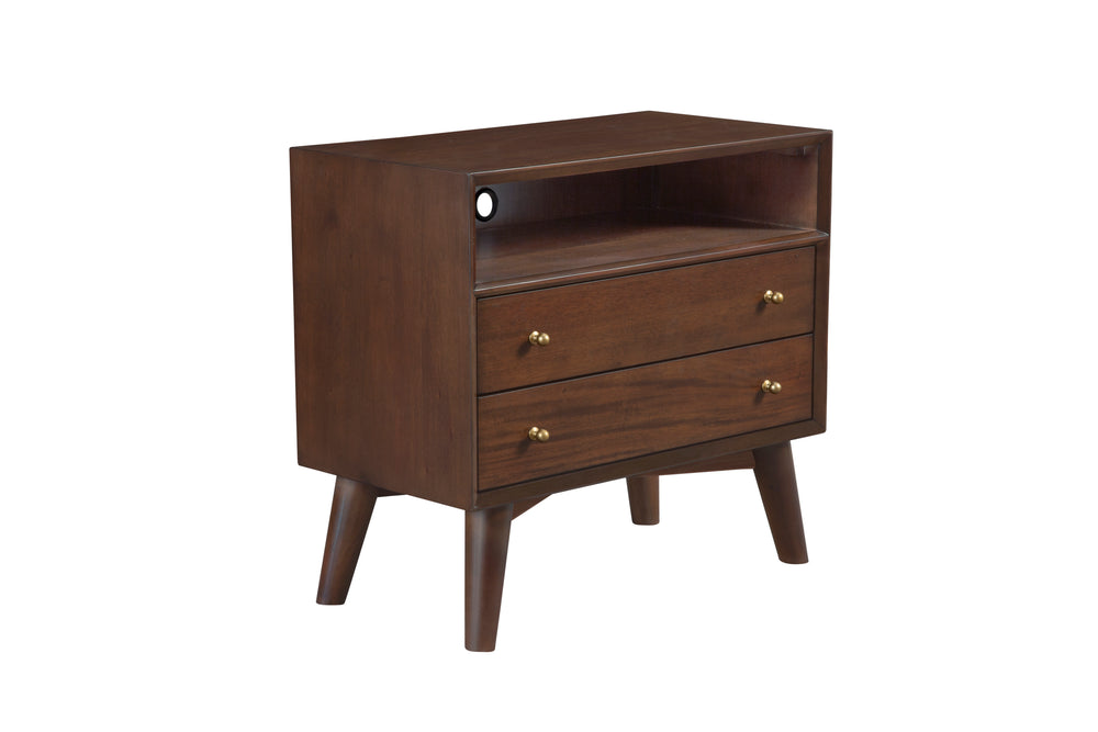 Alpine Furniture Flynn Large Nightstand, Walnut 966WAL-22 Walnut Mahogany Solids & Veneer 28 x 15 x 26