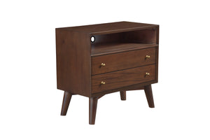 Alpine Furniture Flynn Large Nightstand, Walnut 966WAL-22 Walnut Mahogany Solids & Veneer 28 x 15 x 26