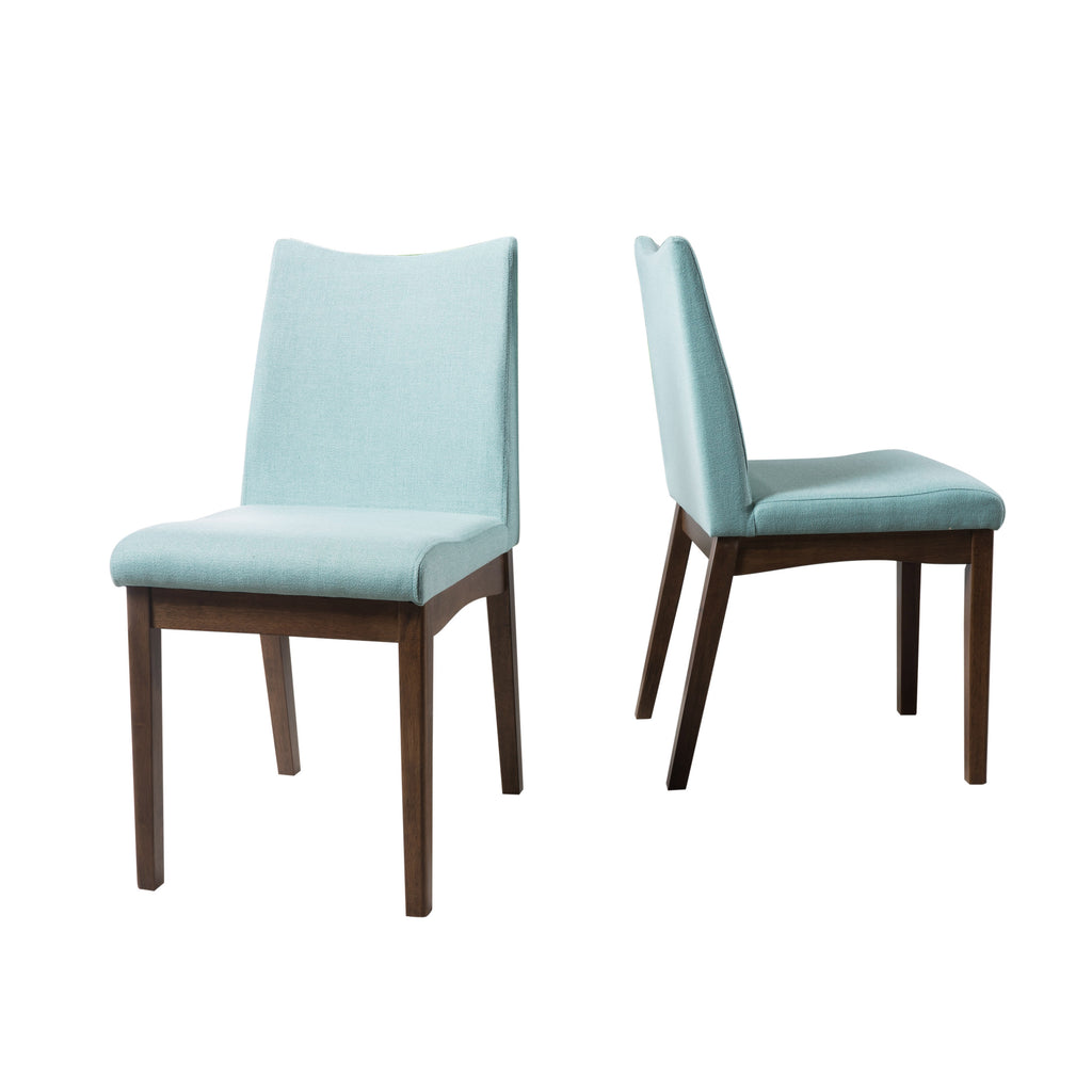 Dimitri Mint Fabric with Walnut Finish Dining Chairs Noble House