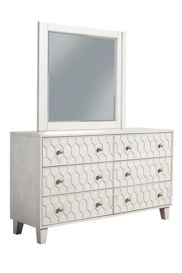 Denver Mirror - Elegant Mahogany Frame with Beveled Glass, Fully Assembled, Light Gray Finish