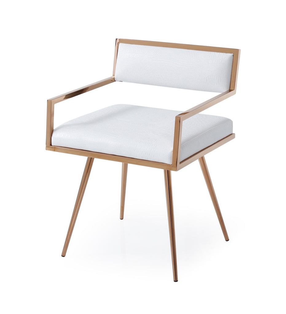 VIG Furniture Modrest Rosario Modern White & Rosegold Dining Chair VGVCB879-WHT