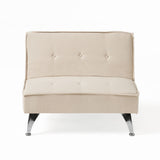 Noble House Gemma Modern Fabric Reclining Chair Ottoman, Ivory