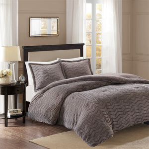 Sloan Casual 100% Polyester Chevron Brushed Long Fur Comforter Mini Set